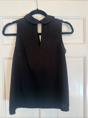 French Connection Black Sleeveless Peter Pan Collar Top